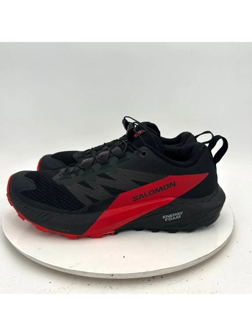 Salomon Sense Ride 5 Men Size 7 Black Red Drawstring Trail Running Shoes
